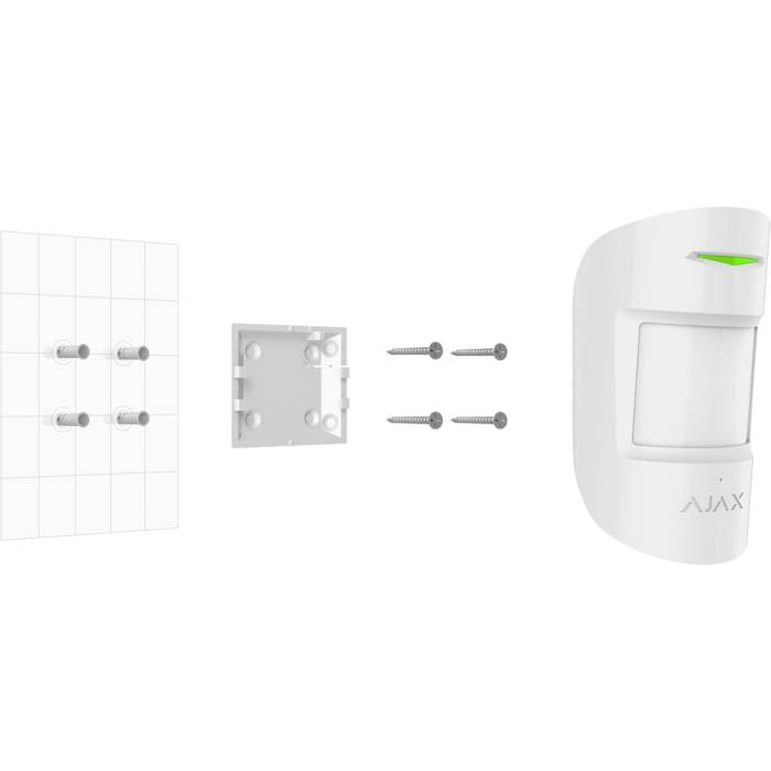 Detector Wireless PIR si Geam Spart Ajax CombiProtect Alb