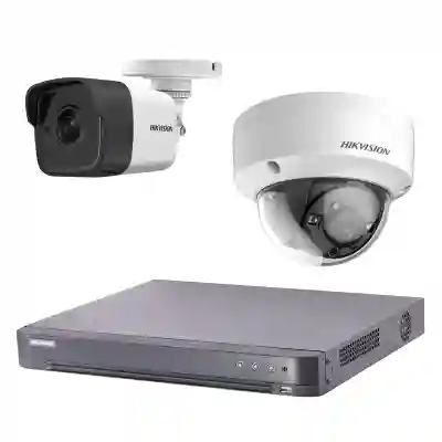 Kit 2 camere HIKVISION analog  interior si exterior 5MP