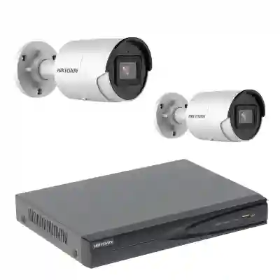 Kit supraveghere video 2 camere HIKVISION IP exterior 8MP