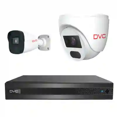 Kit supraveghere video 2 camere DVC IP interior si exterior 2MP