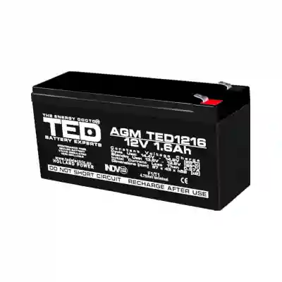 Acumulator AGM VRLA 12V 1,6A dimensiuni 97mm x 47mm x h 50mm F1 TED Battery Expert Holland TED003072 (20)