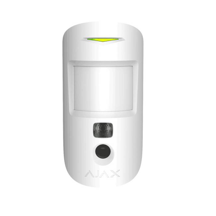 Detector wireless PIR de interior cu verificare foto la alarma Ajax MotionCam PhOD Alb